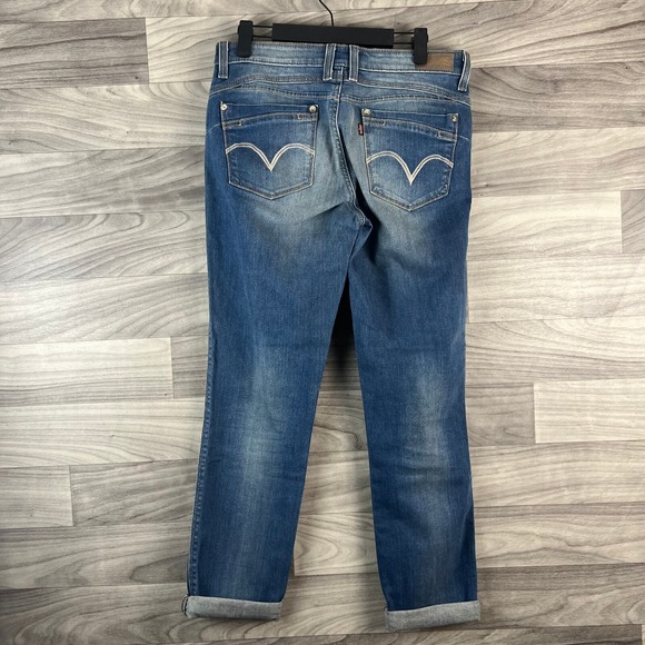 Levi's Flatters Flaunts Skinny Jeans Womens 8 Blue Medium Wash Faded Stretch Zip - Picture 10 of 11